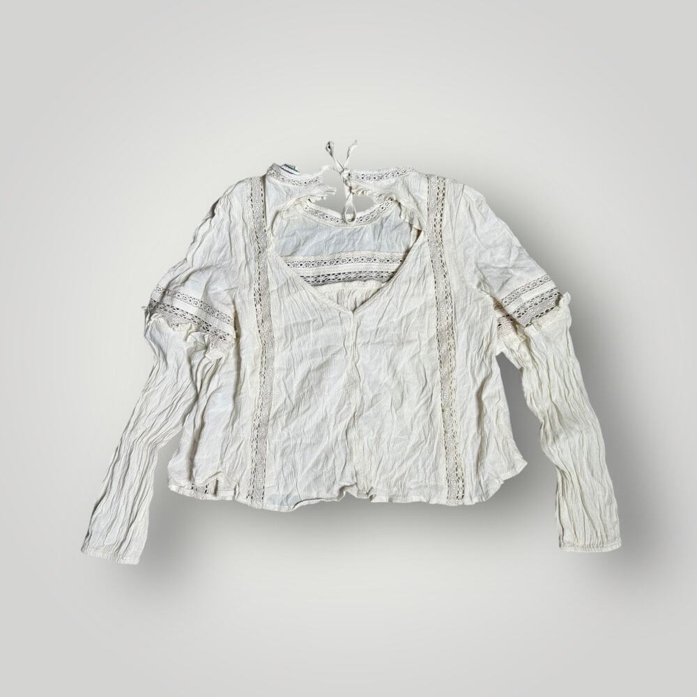 American Eagle High Neck Boho Blouse sz SP - Picture 2 of 6